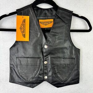Dream Apparel Kids Toddler Regular Plain Vest Genuine Leather Size Large Black